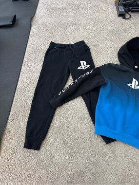 H&M Black Jogger Pants with White PlayStation Logo